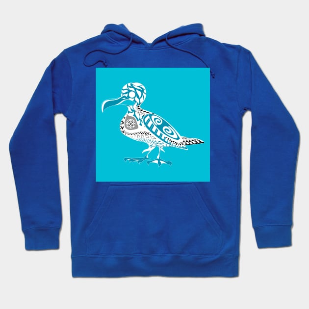 blue summer seagull pattern ecopop Hoodie by jorge_lebeau